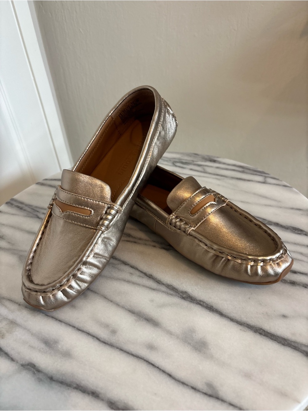 gentle souls Metallic Silver Penny Loafers